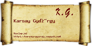 Karsay György névjegykártya
