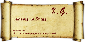 Karsay György névjegykártya